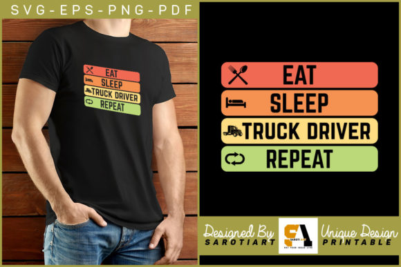 Eat Sleep Truck Driver Repeat Retro SVG