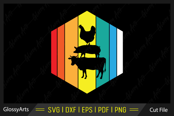 Pig Cow Chicken Retro Svg Printable File Review
